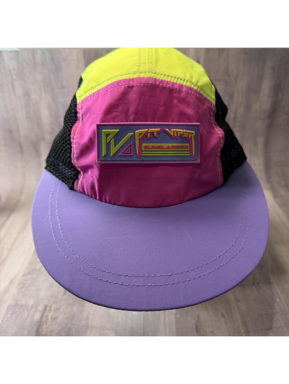 Pit Viper Sunglasses Limited Edition Retro Neon Visor Mesh Hat Purple Pink Yello
